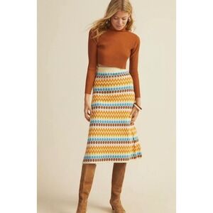 Stella Pardo Anthropologie XS Wool‎ Knit Chevron Maxi Skirt Colorful